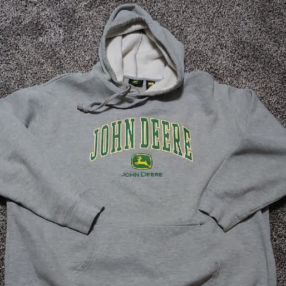 John Deere Gray Sweatshirt with Iconic Green Logo